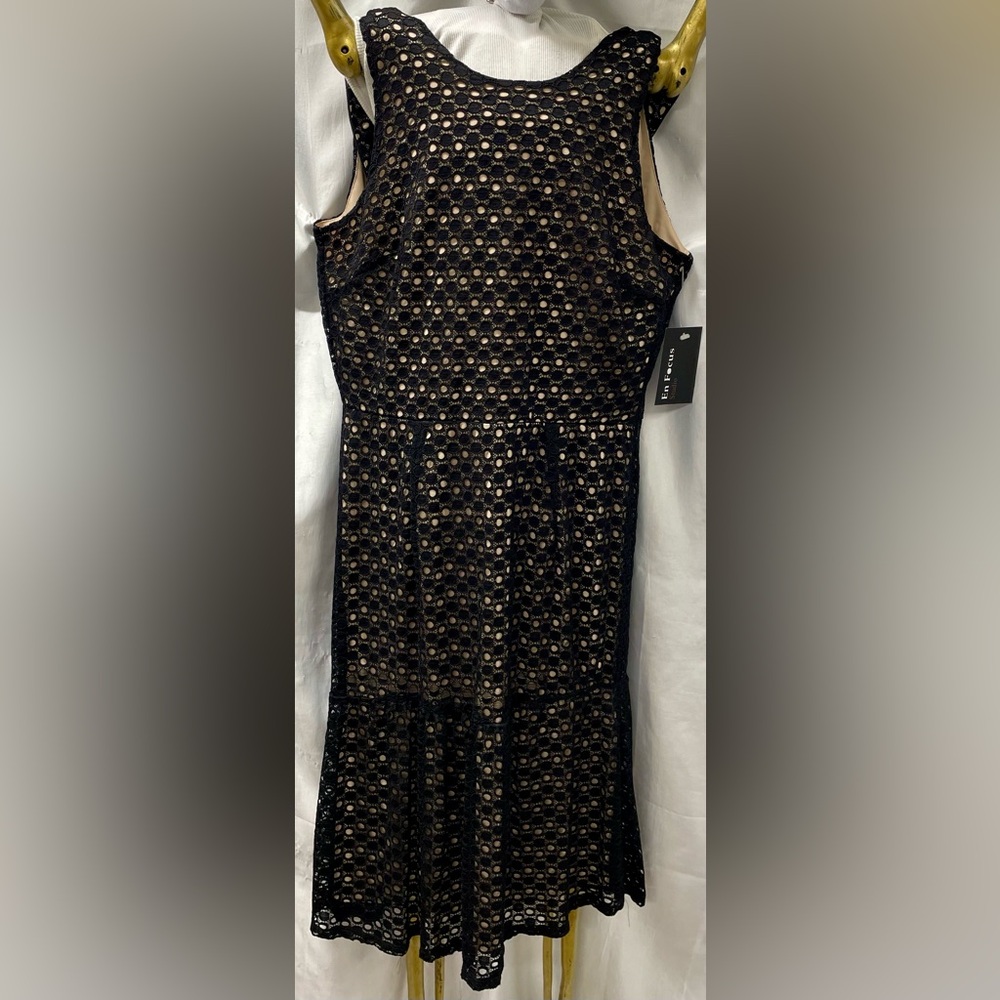 Black lace over nude lining dress
